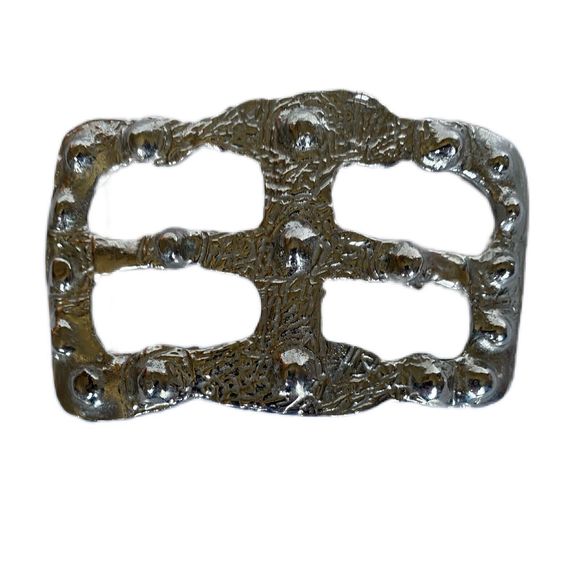 Belt Buckle Silver Tone Metal Cut-out Design Biker Gothic Rockstar Heavy Metal - Picture 1 of 6